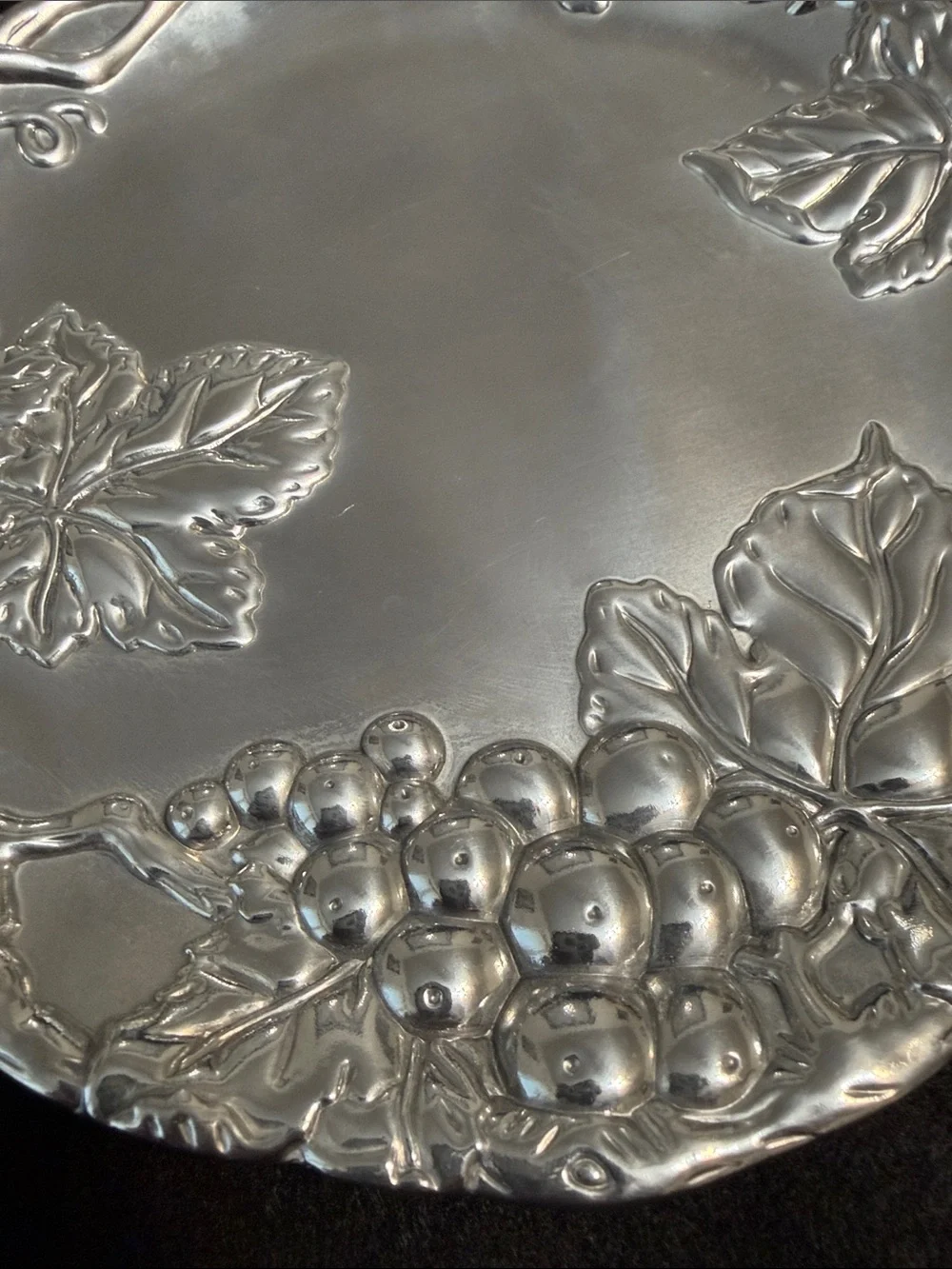 Arthur Court Silver-Tone Grape & Leaf Serving Tray